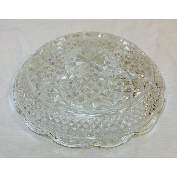 Anchor Hocking Divided Relish Dish Wexford Glass 9" Dish Plate 3 Sections Tray - Picture 3 of 6